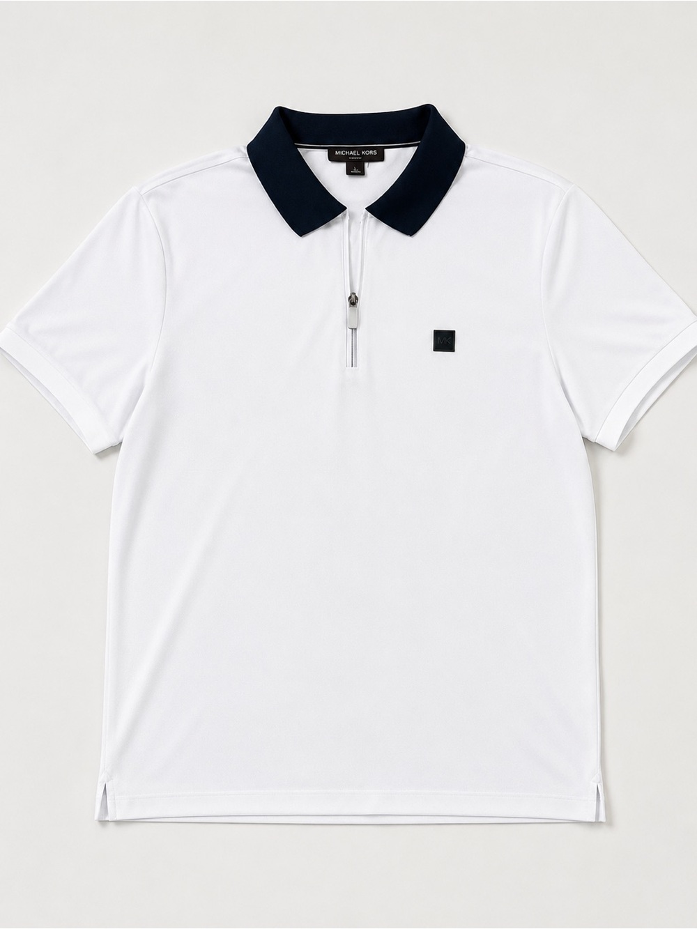 Michael Kors White Polo with Navy Contrast Collar